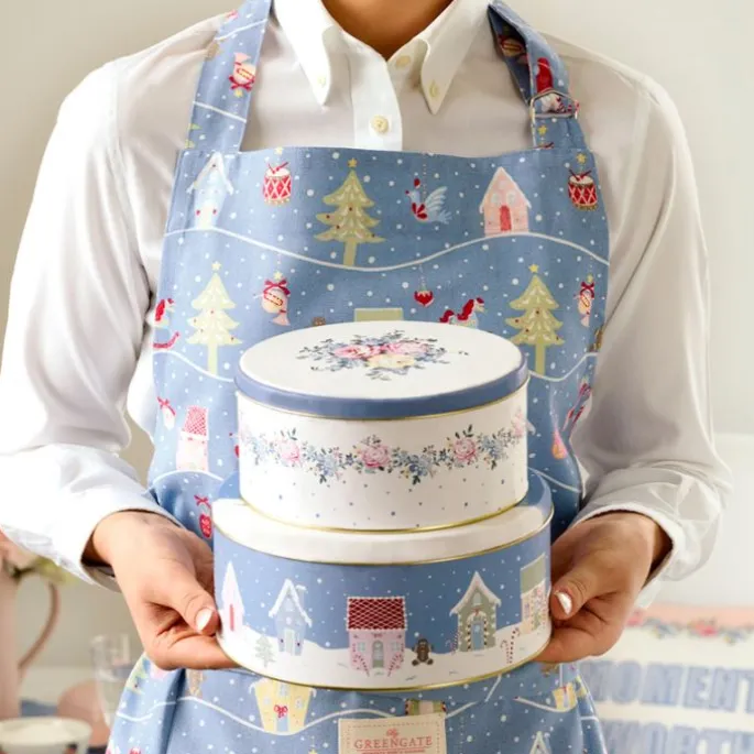 Delantal de algodón Laura Christmas Dusty Blue - GreenGate