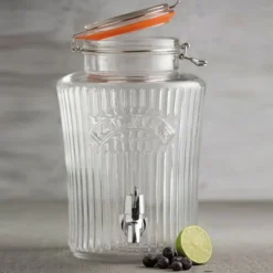Dispensador de cristal con grifo con estrías 5 litros - Kilner