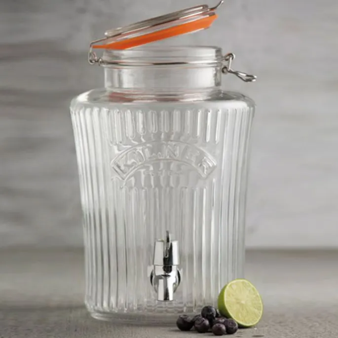 Dispensador de cristal con grifo con estrías 5 litros - Kilner
