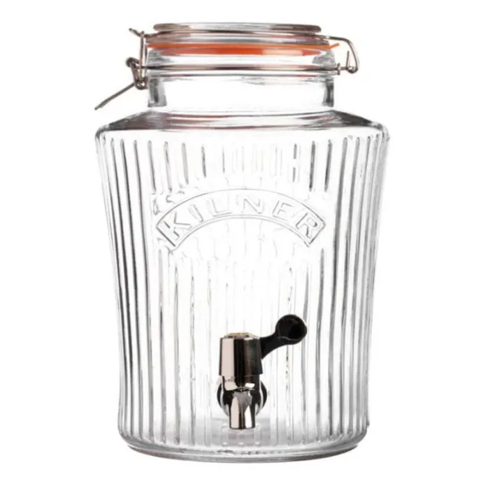 Dispensador de cristal con grifo con estrías 5 litros - Kilner