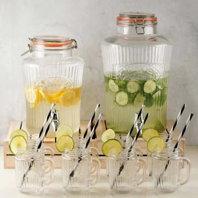 Dispensador de cristal con grifo con estrías 5 litros - Kilner