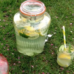 Dispensador de cristal con grifo con estrías 5 litros - Kilner