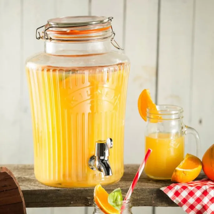Dispensador de cristal con grifo con estrías 5 litros - Kilner