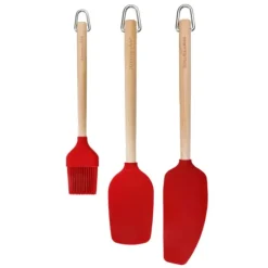 Espátulas y pincel rojos mango madera (3) - Silicona - KitchenAid
