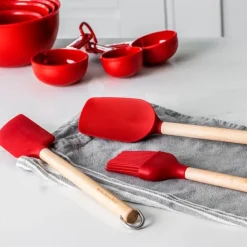 Espátulas y pincel rojos mango madera (3) - Silicona - KitchenAid