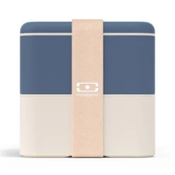 Fiambrera doble ecológica azul y beis cuadrada MB Square 1,7 litros - Plástico PBT (sin BPA) - Monbento