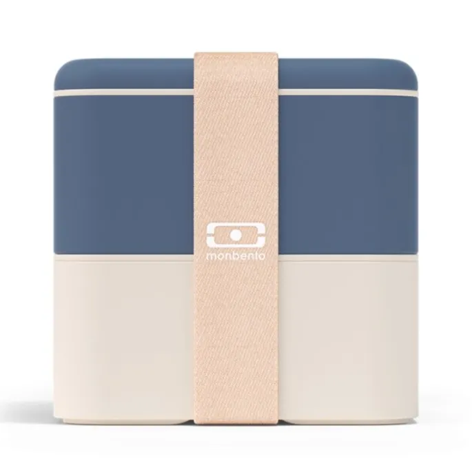 Fiambrera doble ecológica azul y beis cuadrada MB Square 1,7 litros - Plástico PBT (sin BPA) - Monbento