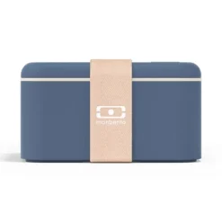 Fiambrera doble ecológica azul y beis cuadrada MB Square 1,7 litros - Plástico PBT (sin BPA) - Monbento