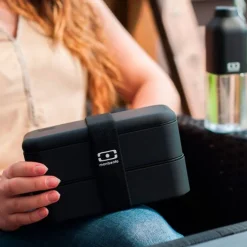Fiambrera doble ecológica negra 1 litro - Plástico PBT (sin BPA) - Monbento