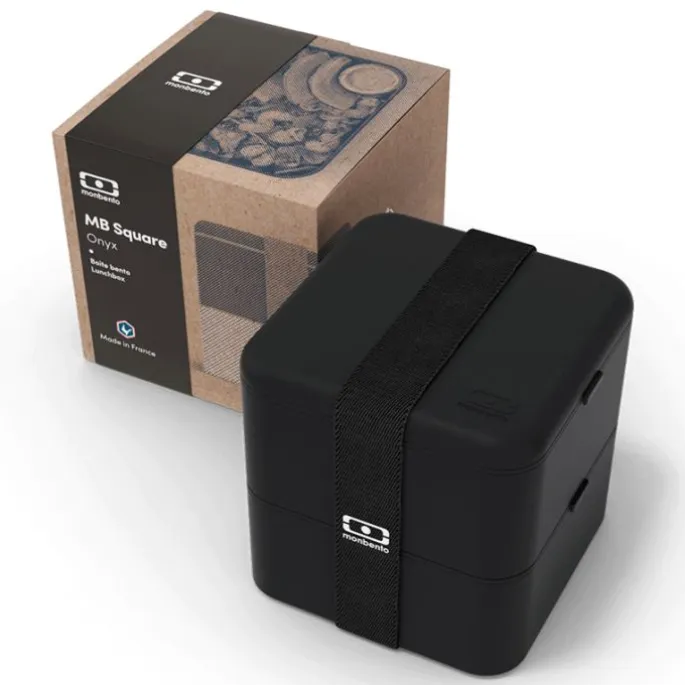 Fiambrera doble ecológica negra cuadrada MB Square 1,7 litros - Plástico PBT (sin BPA) - Monbento
