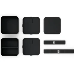 Fiambrera doble ecológica negra cuadrada MB Square 1,7 litros - Plástico PBT (sin BPA) - Monbento