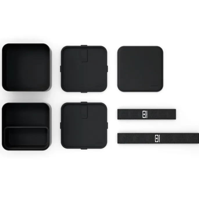 Fiambrera doble ecológica negra cuadrada MB Square 1,7 litros - Plástico PBT (sin BPA) - Monbento