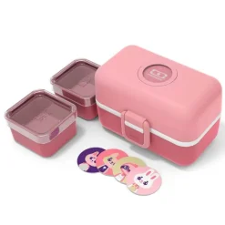 Fiambrera triple compacta rosa blush 800 ml - Polipropileno (sin BPA) - Monbento