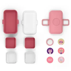 Fiambrera triple compacta rosa blush 800 ml - Polipropileno (sin BPA) - Monbento