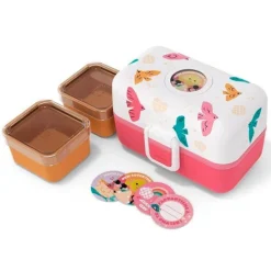Fiambrera triple compacta rosa pájaros 800 ml - Polipropileno (sin BPA) - Monbento