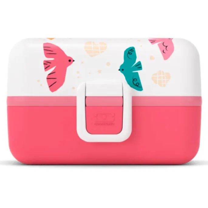 Fiambrera triple compacta rosa pájaros 800 ml - Polipropileno (sin BPA) - Monbento