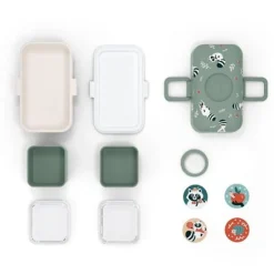 Fiambrera triple compacta verde Mapaches 800 ml - Polipropileno (sin BPA) - Monbento
