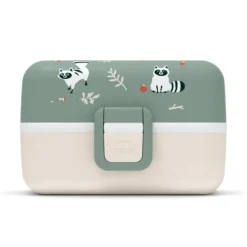 Fiambrera triple compacta verde Mapaches 800 ml - Polipropileno (sin BPA) - Monbento