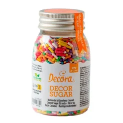 Fideos de azúcar gruesos multicolor 90 gr - Decora