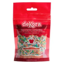 Fideos de azúcar multicolor 100 g - Sin gluten - Dekora