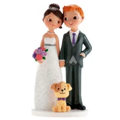 Figura boda novios y perro 16 cm - Dekora