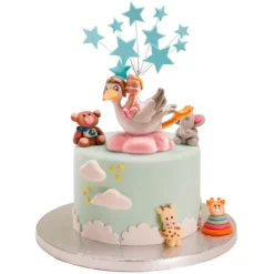 Figura cigüeña bebé niña 10 cm - Dekora
