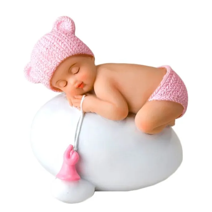 Figura niña bebé durmiendo sobre huevo 8 cm - Mopec