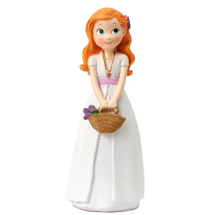 Figura niña de Comunión cesta de flores 15,5 cm - Mopec