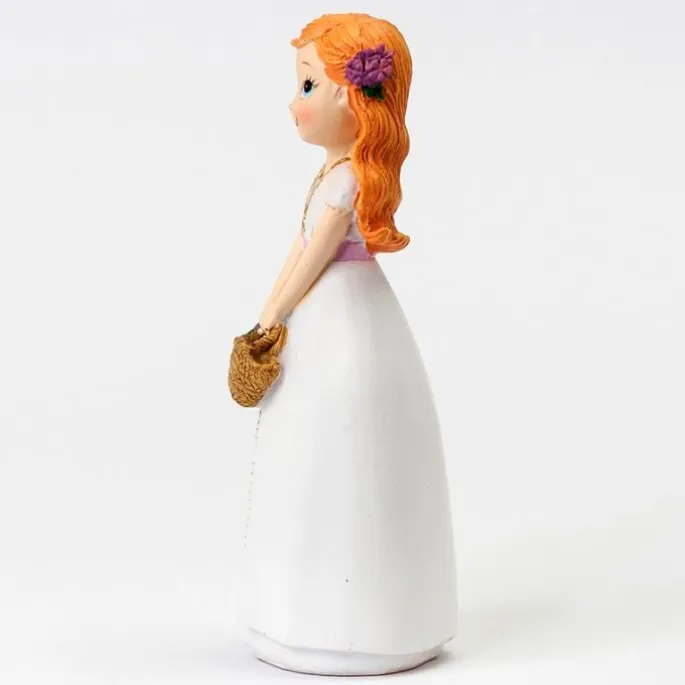 Figura niña de Comunión cesta de flores 15,5 cm - Mopec