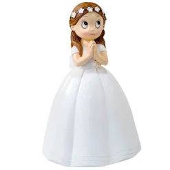 Figura niña de Comunión con corona de flores 16,5 cm - Mopec