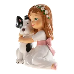 Figura niña de comunión con perro 11,5 cm - Dekora