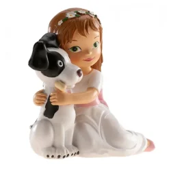 Figura niña de comunión con perro 11,5 cm - Dekora