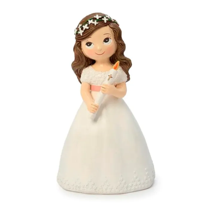 Figura niña de Comunión con vela 13 cm - Mopec