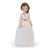 Figura niña de Comunión morena con flor 15 cm - Modecor
