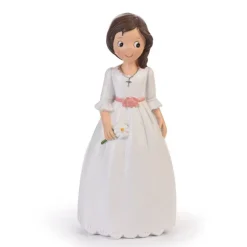 Figura niña de Comunión morena con flor 15 cm - Modecor