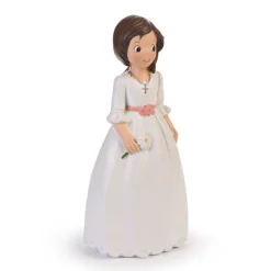 Figura niña de Comunión morena con flor 15 cm - Modecor