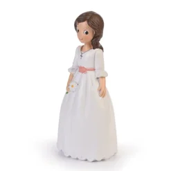 Figura niña de Comunión morena con flor 15 cm - Modecor