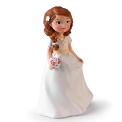 Figura niña de Comunión morena con ramo 16 cm - Modecor