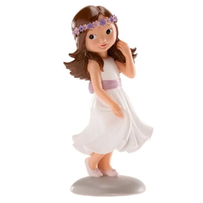 Figura niña de comunión morena Irene 14,5 cm - Dekora