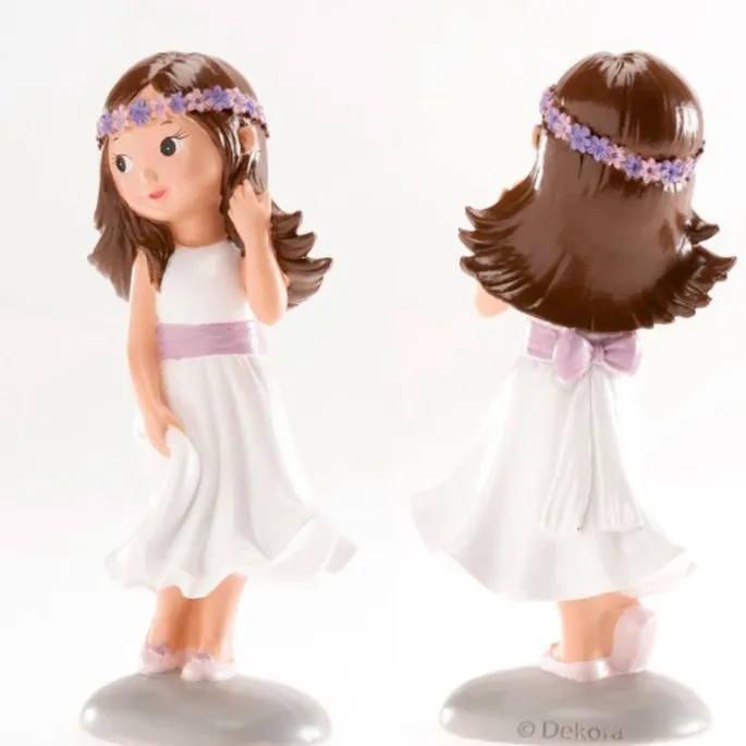 Figura niña de comunión morena Irene 14,5 cm - Dekora