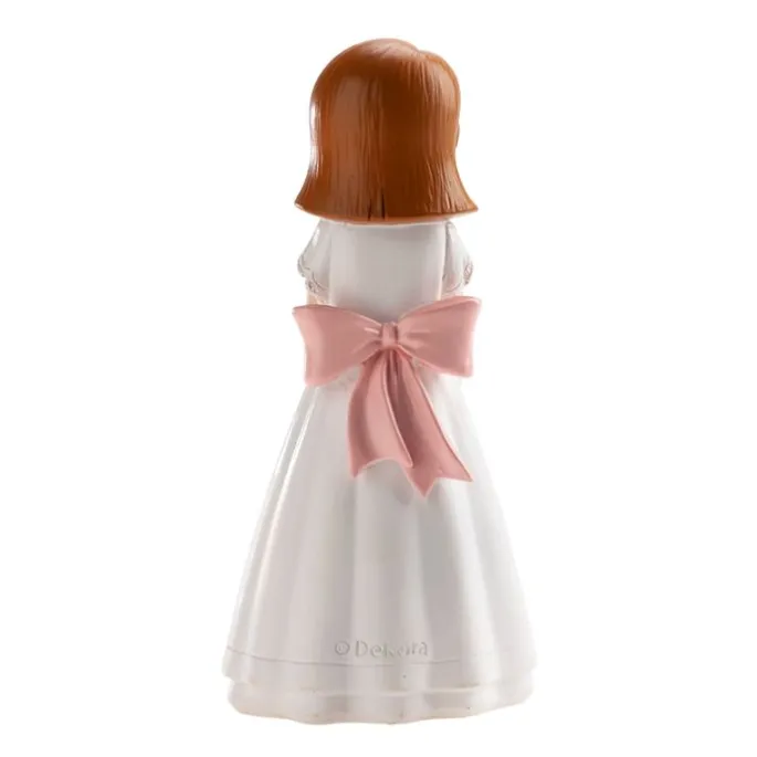 Figura niña de comunión pelo corto con rosario 15,5 cm - Dekora