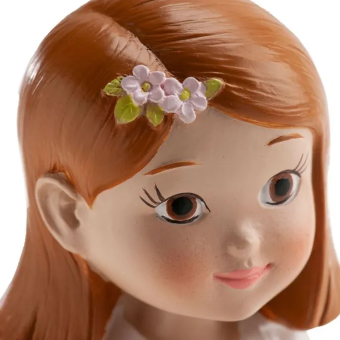 Figura niña de comunión pelo corto con rosario 15,5 cm - Dekora