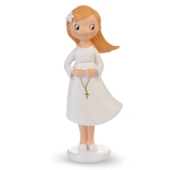 Figura niña de Comunión rubia con rosario 15 cm - Modecor