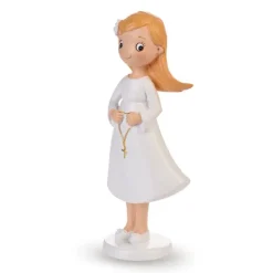 Figura niña de Comunión rubia con rosario 15 cm - Modecor