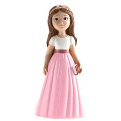 Figura niña de Comunión vestido rosa 15 cm - Dekora