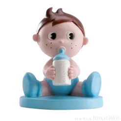 Figura niño bebé de bautizo con biberón 10 cm - Dekora
