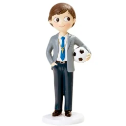 Figura niño de Comunión con corbata y pelota 16,5 cm - Mopec