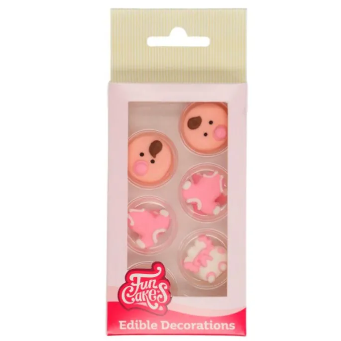 Figuras de azúcar bebé niña rosa (12) - Sin gluten - Funcakes