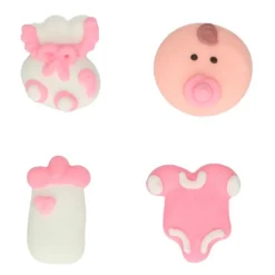 Figuras de azúcar bebé niña rosa (12) - Sin gluten - Funcakes