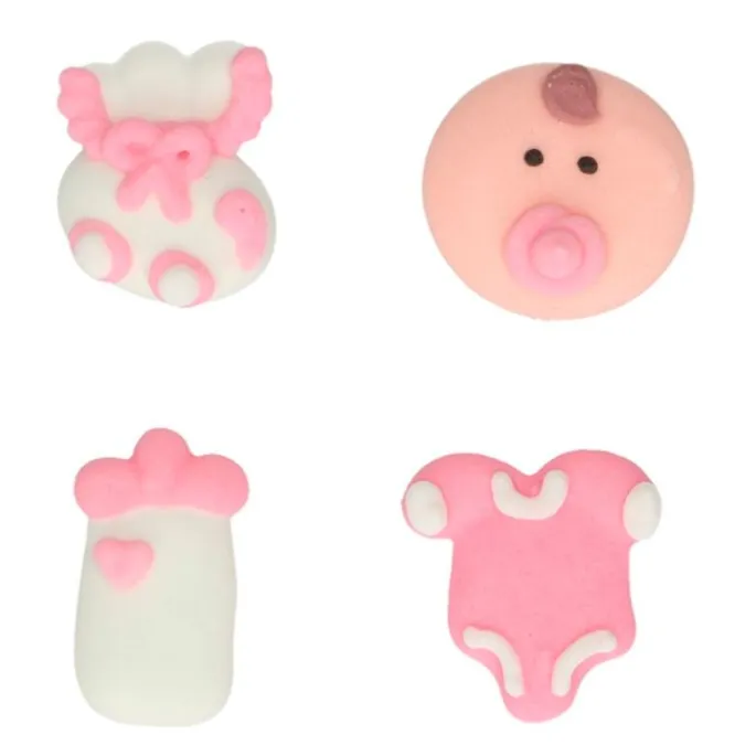 Figuras de azúcar bebé niña rosa (12) - Sin gluten - Funcakes